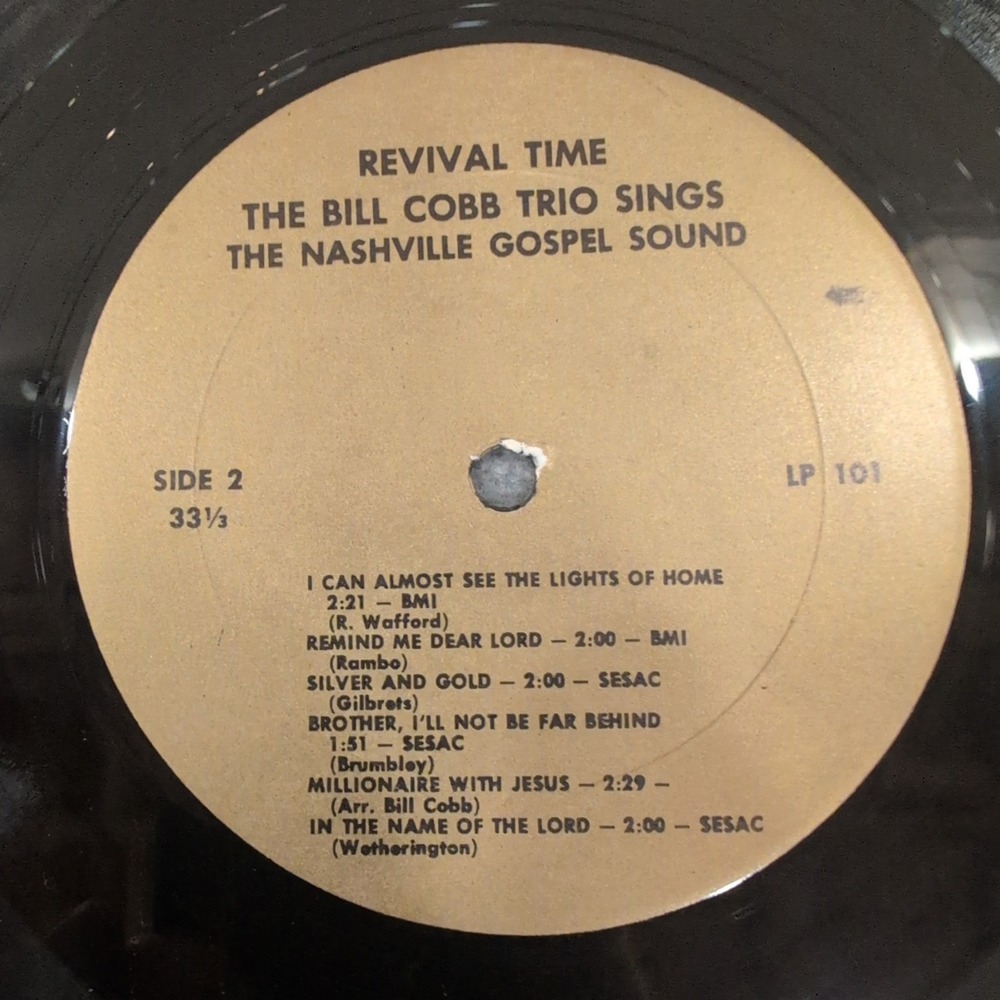 Bill Cobb Trio Nashville Gospel Sound Vinyl LP Revival Time LP 101 Mens Womens - Picture 4 of 6